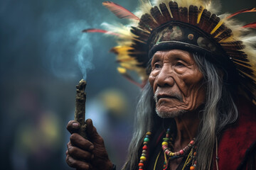 A mystical shaman conducts a ceremony invoking the spirits of the land