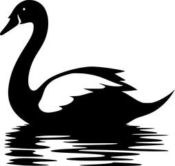 Swan - Black and White Isolated Icon - Vector illustration