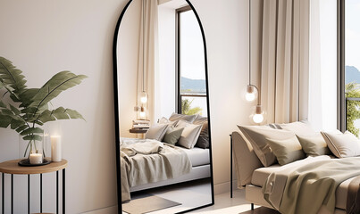 interior of a bedroom with Mirror