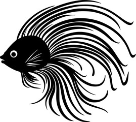 Fototapeta premium Fish - Black and White Isolated Icon - Vector illustration