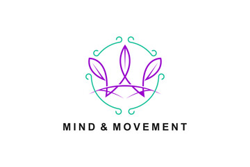 Obraz premium Beauty skin care clinic logo and spa yoga studio identity vector illustration, leaf crown shape.