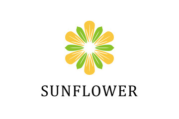 Sunflower logo design vector element beauty nature park icon symbol.