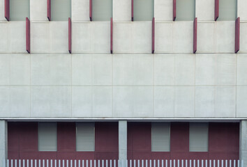 Modern architecture. Red and white office building.