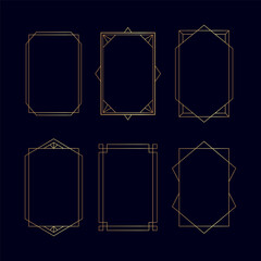 Set of gold frames. Set of decorative design elements. Vector illustration. 
