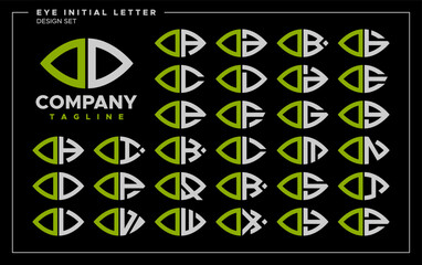 Bundle of line abstract eye or leaf letter O OO logo, number 0 00 design - obrazy, fototapety, plakaty