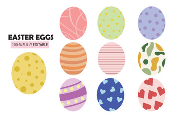 Flat Illustration of Easter Eggs isolated on white background