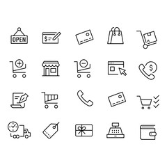 Shopping line icons vector design