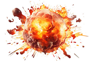 Cartoon bomb explosion isolated on PNG Background. Generative Ai. - obrazy, fototapety, plakaty