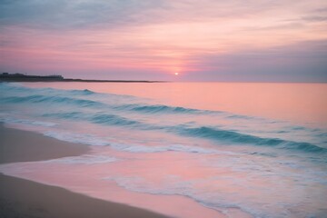 Fototapeta premium Oil painting of the sea, featuring a mesmerizing multicolored sunset on the horizon, with a unique blend of bold and subtle strokes creating a dynamic and textured piece.