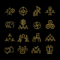 gold Teamwork line  Icons  vector design