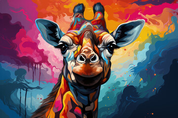 Bright and Colorful A Fauvism Style of a Giraffee, Generative Ai