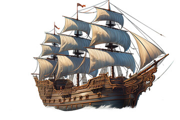 pirate ship isolated on PNG Background. Generative Ai. - obrazy, fototapety, plakaty