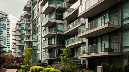 Contemporary Condominium Complex in Vancouver, BC, Canada - obrazy, fototapety, plakaty