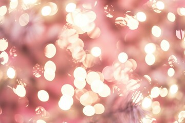 Obraz na płótnie Canvas Blurred Winter Holiday Bokeh Background in Beige and Pink Hues