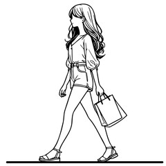 Fashion Woman Shopping Illustration.