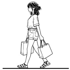 Fashion Woman Shopping Illustration.