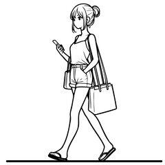 Fashion Woman Shopping Illustration.