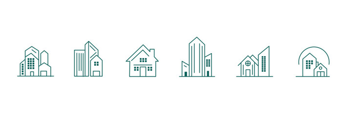 All-in-One Real Estate Line Icons: Vector Symbols Covering Property, Housing, Investment, Rentals, Mortgages, and Homeownership