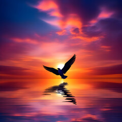 Fototapeta premium seagull in the sunset