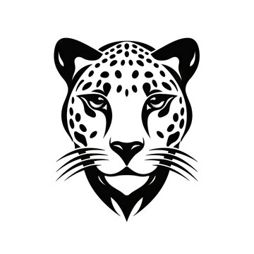 Cheetah Head Icon, Minimal Panther Portrait, Cheetah Pictogram, Generative AI Illustration