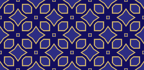 gold pattern on blue background, beautiful patterns of squares. For digital paper, textile print, page fill. 