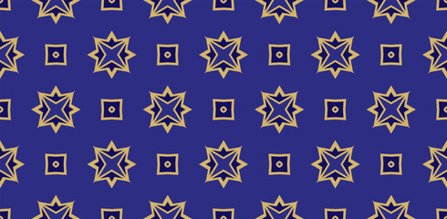 gold pattern on blue background, beautiful patterns of squares. For digital paper, textile print, page fill. 