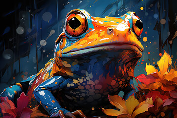 Bright and Colorful A Fauvism Style of a Frog, Generative Ai