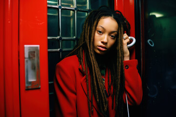 Urban Diversity: Street Portrait of a Young Woman with Rasta Braids in a Cosmopolitan Setting