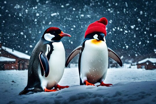 penguins on ice