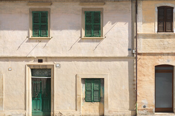 Fototapeta na wymiar Old house with two doors, exterior