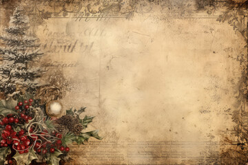 Grunge christmas background with snowflakes and ornaments
