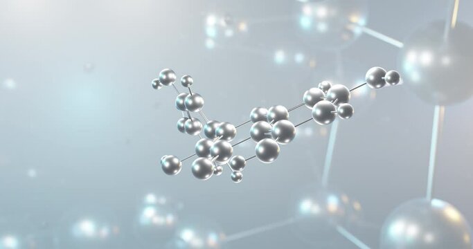 Quercetin rotating 3d molecule, molecular structure of plant flavonol, seamless video