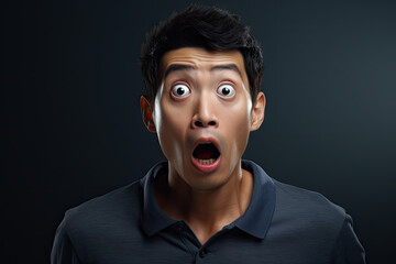 portrait of surprised man looking at camera over blurred background