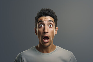 portrait of surprised man looking at camera over blurred background