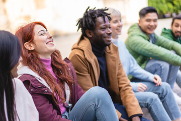 Joyful Multicultural Friends Laughing in Casual Gathering