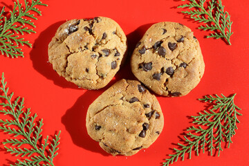 German christmas cookies on red background