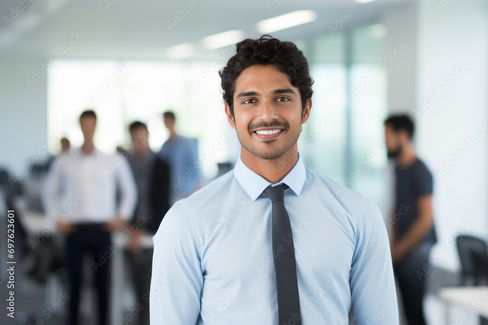 Wall mural young indian businessman standing at office