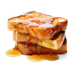 Delicious stack of French toast with honey - obrazy, fototapety, plakaty