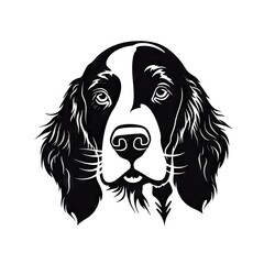 English Springer Spaniel Icon, Dog Black Silhouette, Puppy Pictogram, Pet Outline, Cocker Spaniel Symbol - obrazy, fototapety, plakaty