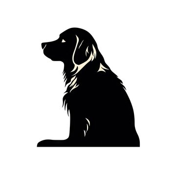 Golden Retriever Icon, Dog Black Silhouette, Puppy Pictogram, Pet Outline, Golden Retriever Symbol