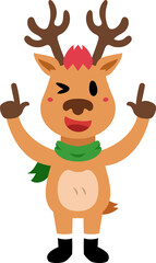 Cartoon character cute christmas reindeer for design.