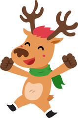 Cartoon character happy christmas reindeer for design.