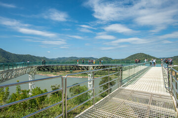 Skywalk on the mountainside along the Mekong River Lao border