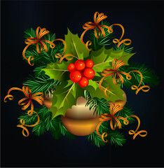 composition with a decoration with baubles and the star of Bethlehem - 697627411