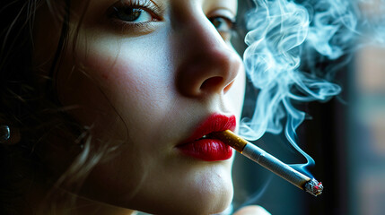 タバコを吸う女性 - obrazy, fototapety, plakaty