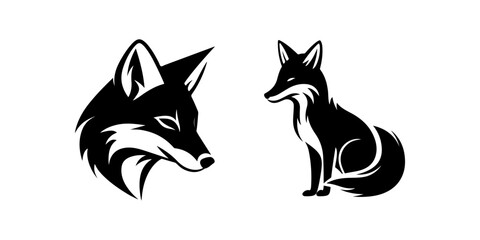 Fox illustration, logo. Vector icon drawing on white background - obrazy, fototapety, plakaty