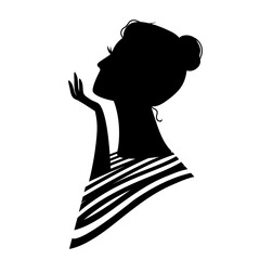 Silhouette of a young, stylish woman.