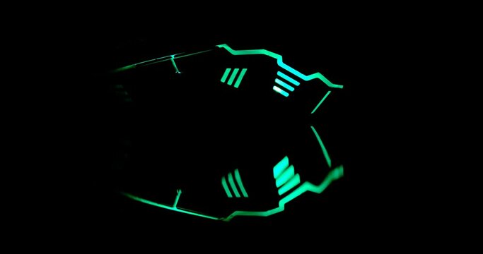 alien starship silhouette shape made by leds light