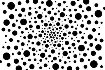 Fototapeta premium Background pattern of black dots of different sizes on white background