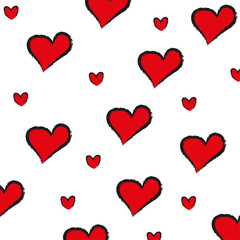 Premium background of red hearts on white background